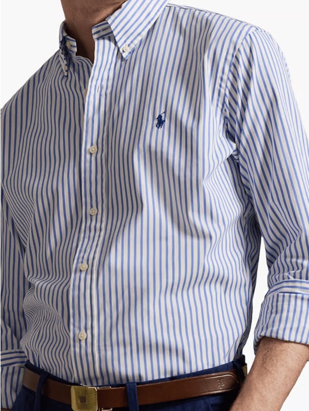Ralph Lauren Size M Slim Fit Striped Collared Button-Down Shirt